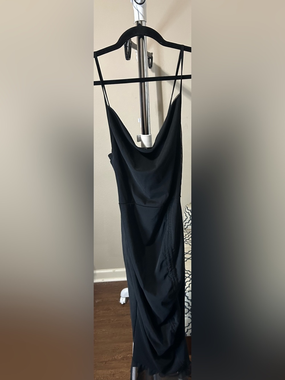 PrettyLittleThing Black Strapless Cowl Midi Dress